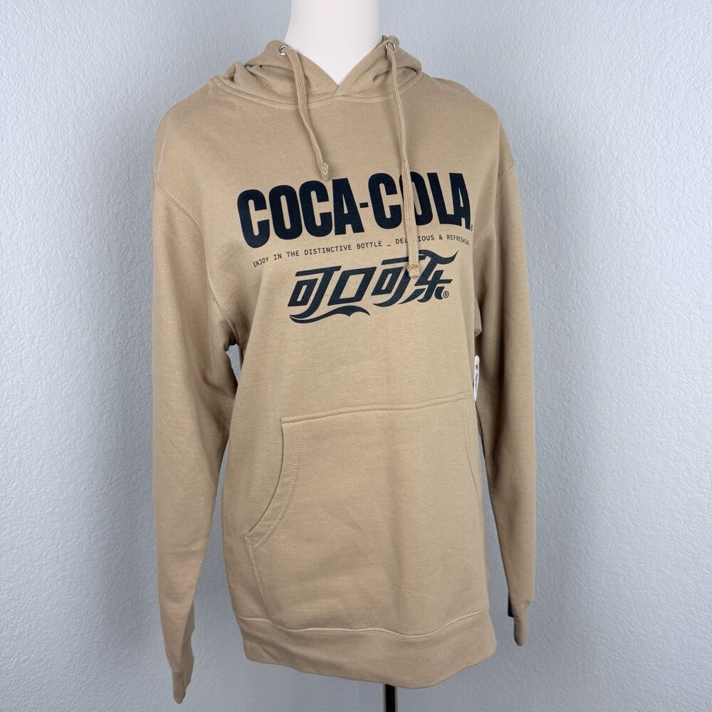 Coke Cola Unisex Sweater Hoodie Sandstone Fleece Graphic Print Logo Size Small
